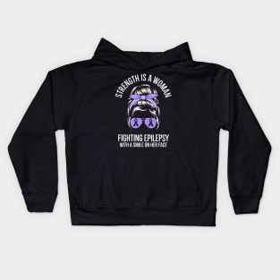 Epilepsy Awareness Strength Is A Woman Fighting Epilepsy Kids Hoodie